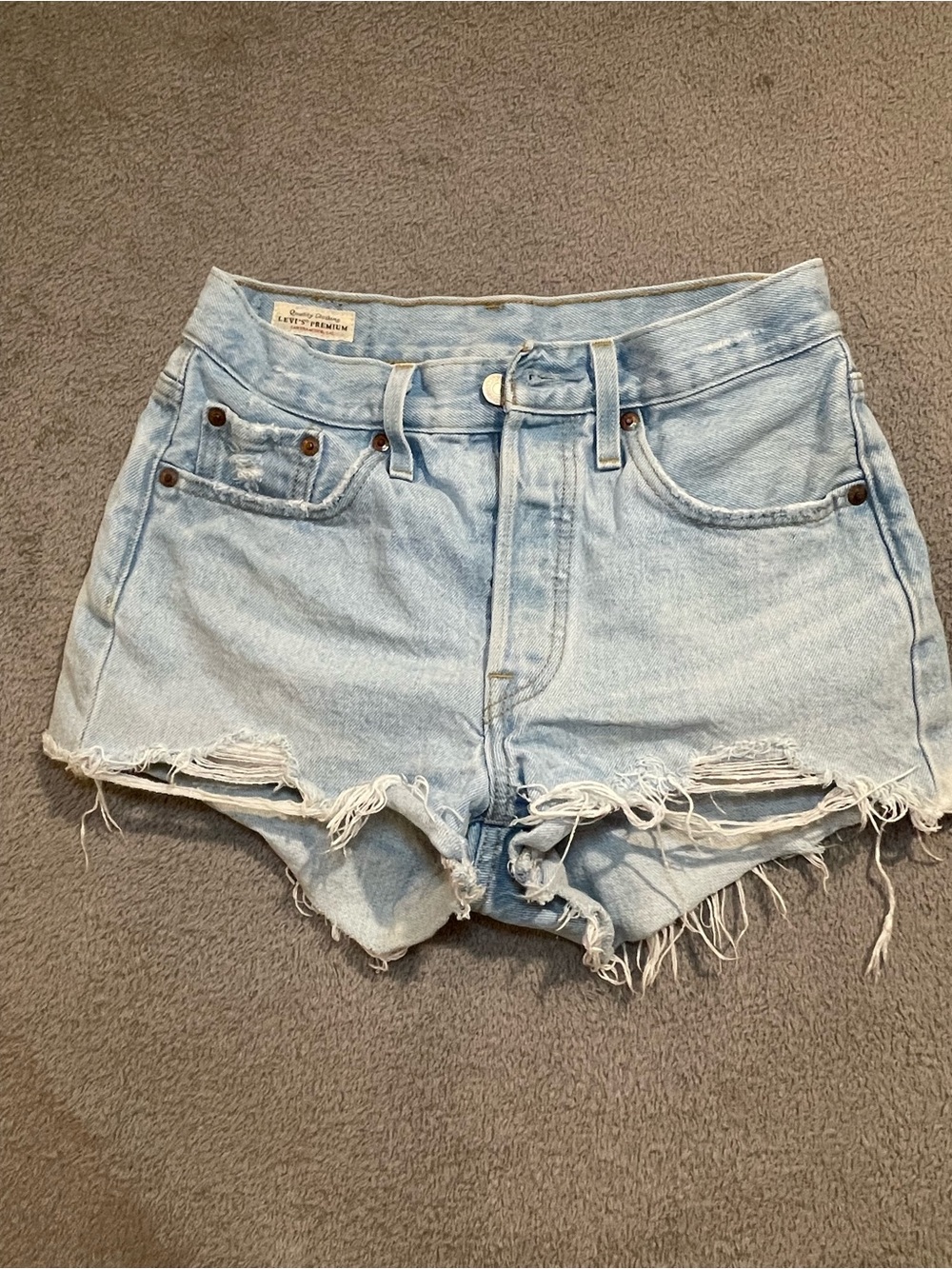Levi's Light Blue Distressed Denim Cutoff Shorts